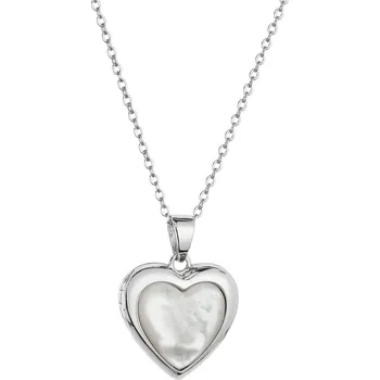 Náhrdelník Stříbrný náhrdelník ve tvaru srdce s perletí 12075.1 | Kvalitní zpracování | Ověřeno 1000+ zákazníky | Náhrdelník pro ženy | Dámské šperky | ROMERO Rhodiované stříbro, zirkon