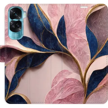 Pouzdro na mobilní telefon Flipové pouzdro iSaprio - Pink Leaves - Honor 90 Lite 5G