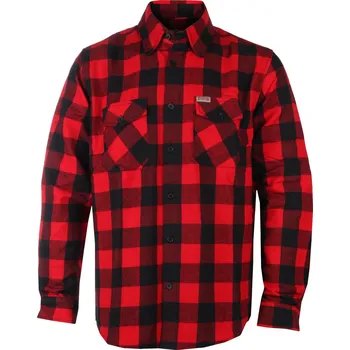 Pánská košile košile pánská s dlouhým rukávem UNIK - Black and Red - 3XL