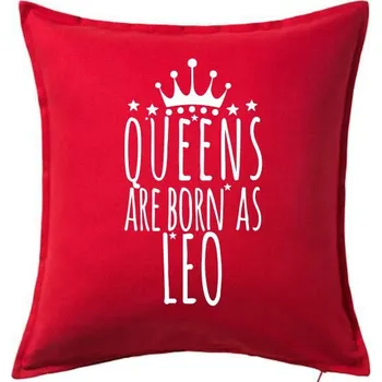 Polštář Queens are born as Leo - Lev - Polštář 50x50 - 50x50 - Pouze potah ( Červená )