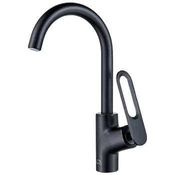 Laveo Tierra, dřezová baterie s výlevkou ve tvaru U h-355, černá matná, LAV-BAJ_768D