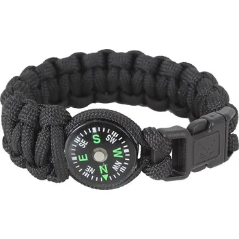 Vybavení pro přežití ROTHCO Náramek SURVIVAL PARACORD s kompasem ČERNÝ ČERNÁ - BLACK 8