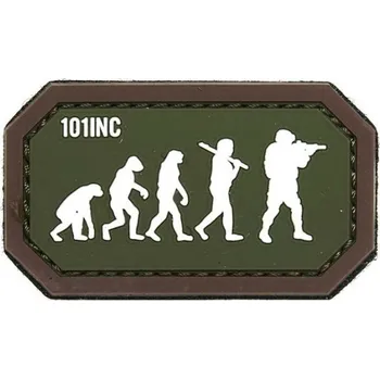 Nášivka 101INC Nášivka AIRSOFT EVOLUTION velcro 3D PVC ZELENÁ/HNĚDÁ