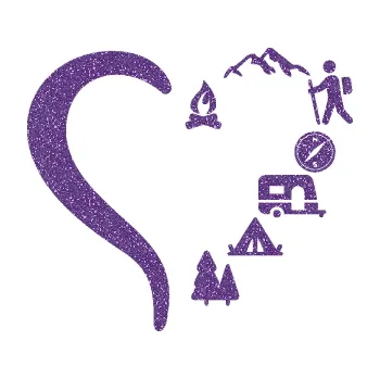 Samolepící dekorace SAMOLEPKA I love camping 001 levá hory srdcem (87 - Ultra Metalic fialová) NA AUTO, NÁLEPKA, FÓLIE, POLEP, TUNING, VLASTNÍ TEXT, TISK, AUTOSAMOLEPKY.cz, POLEPY, OBRÁZEK, LOGO, SAMOLEPKY