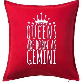 Polštář Queens are born as Gemini - Blíženci - Polštář 50x50 - 50x50 - Pouze potah ( Červená )