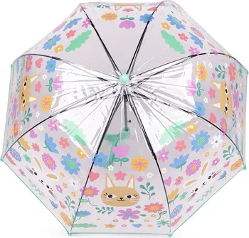 Deštník Stoklasa Dětský průhledný vystřelovací deštník květy a zvířata
