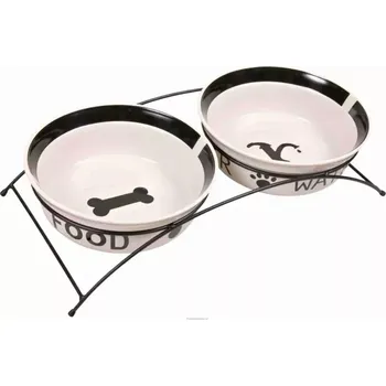 Miska pro psa Set keramických misek se stojánkem 2 x 0,6 l/15 cm