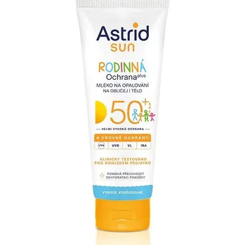 Přípravek na opalování Astrid Sun rodinné mléko plus na obličej i tělo SPF50+ 250 ml