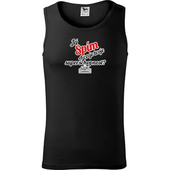 Pánské termoprádlo Já spím - tvoje superschopnost? šikmý nápis - Tílko pánské Core - M ( Černá )