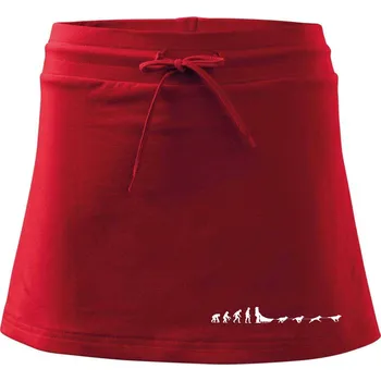 Dámská sukně Evoluce psí spřežení - Sportovní sukně - two in one - L ( Červená )
