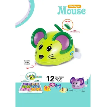 Hračka pro nejmenší Teddies Myška natahovací na kolečkách na klíček