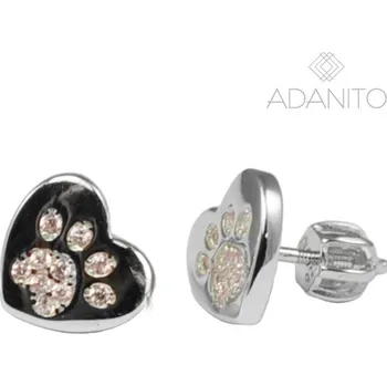 Náušnice Stříbrné náušnice tlapka v srdíčku