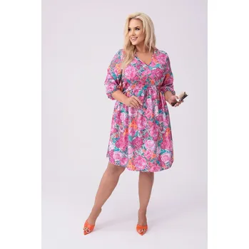 Dámské šaty Růžovo-zelené dámské letní květované šaty (8276), odstíny růžové XXL (44) i392_24039-48