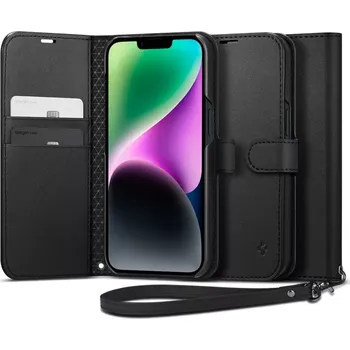 Pouzdro na mobilní telefon Pouzdro Spigen Wallet S Apple iPhone 14 - Černé