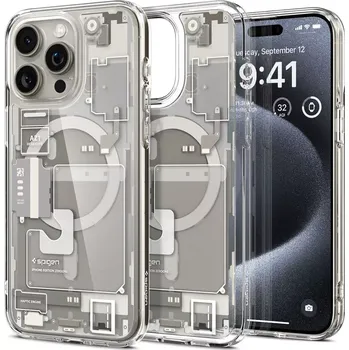 Pouzdro na mobilní telefon Spigen Ultra Hybrid MagSafe Zero One Natural Titanium iPhone 15 Pro Max