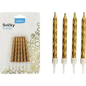 Svíčka Svíčka 12ks Spirála zlatá LUMA