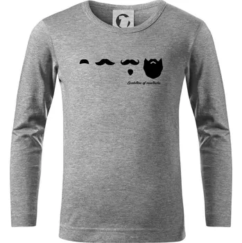 Chlapecké tričko Evolution mustache - Triko dětské Long Sleeve - 104-110cm / 3-4 roky ( Tmavě šedý melír )