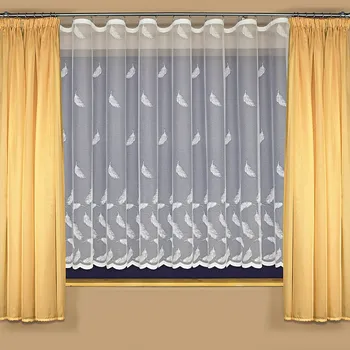 Záclona Žakárová záclona A3911 peříčka, s bordurou, bílá, výška 160cm (v metráži)