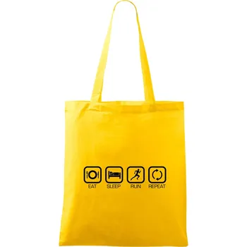 Eat sleep run repeat v řadě - Taška bavlněná - 42 x 38 cm ( Žlutá )