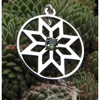Přívěsek Stříbrný přívěsek s vltavínem - Hvězda Roda Rhodiování: Bez Rhodia