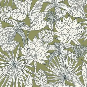 Tapeta Vliesová tapeta Green&Co Hawai listy 0,53x10,05 m