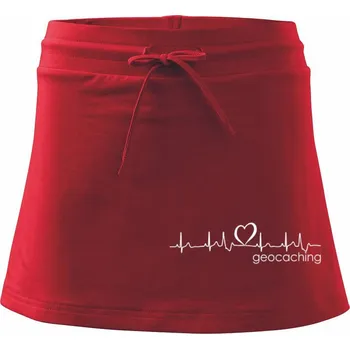 Dámská sukně Moje srdce bije pro Geocaching -text - Sportovní sukně - two in one - S ( Červená )
