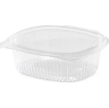 Dóza na potraviny dóza oválná 500 ml s integrovaným víkem, PET - transparentní (50 ks/balení)
