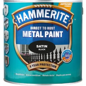 Barva na vlasy Emailová barva Hammerite Satin, 2,5 l, černá