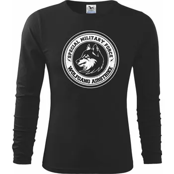 Chlapecké tričko Wolf smf - Triko dětské Long Sleeve - 146 cm/10 let ( Černá )