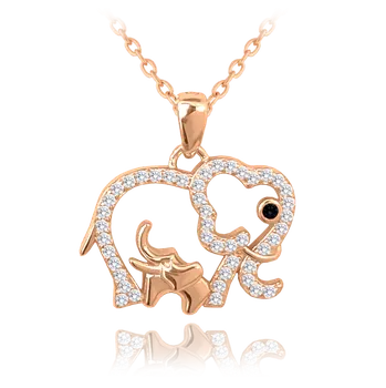 Náhrdelník 1436 MINET Rose gold stříbrný náhrdelník SLONICE A SLŮNĚ s bílými zirkony Délka: 45