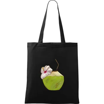 Nákupní taška Kokosový nápoj - Taška bavlněná - 42 x 38 cm ( Černá )