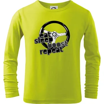 Chlapecké tričko Eat Sleep Boost repeat - Triko dětské Long Sleeve - 122 cm/6 let ( Limetková )