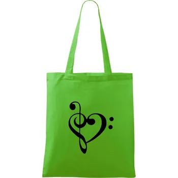 Nákupní taška Houslový klíč srdce - Taška bavlněná - 42 x 38 cm ( Apple Green )