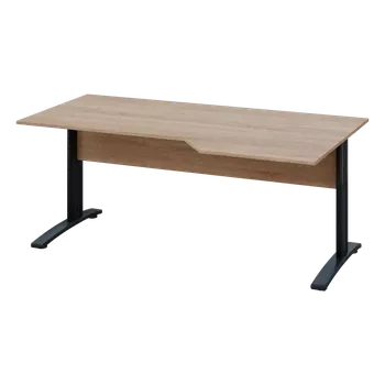 Psací stůl EZK 18 - 186 stůl kancelářský, rohový, pravý, kovová podnož černá, deska 18 mm, široký 1800 mm, dub bardolino