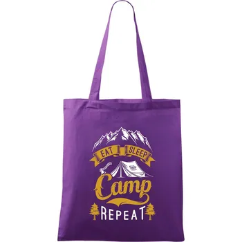 Eat Sleep Camp Repeat - Taška bavlněná - 42 x 38 cm ( Fialová )