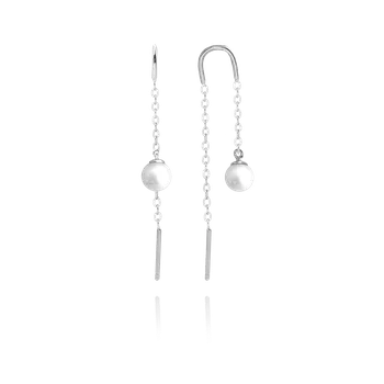 Náušnice 1833 MINET Stříbrné protahovací visací náušnice s přírodními perlami