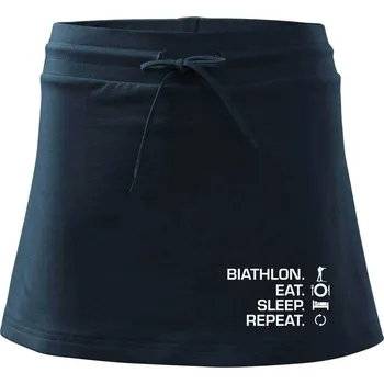 Dámská sukně Biathlon Eat Sleep Repeat - Sportovní sukně - two in one - XL ( Námořní modrá (velmi tmavá - téměř černá) )