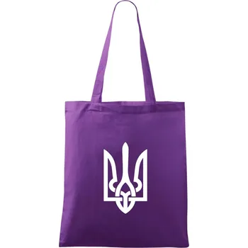 Nákupní taška Ukrajina trojzubec velký - Taška bavlněná - 42 x 38 cm ( Fialová )