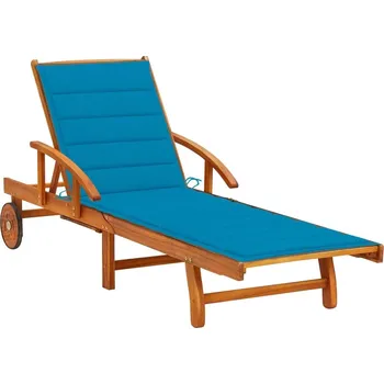 Zahradní lehátko vidaXL Zahradní lehátko s poduškou masivní akáciové dřevo [3061616] Barva: Modrá