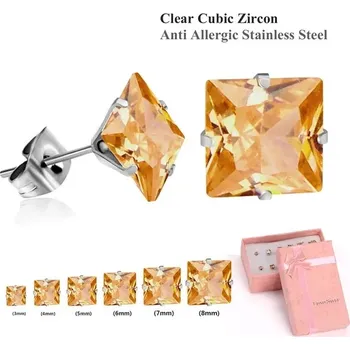 Náušnice Elegantní náušnice z nerezové oceli s křišťály 6 párů - šampaňské oceli