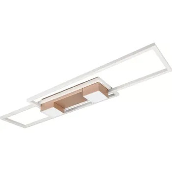Trio Leuchten 647710465 ALBANY - Stropní LED svítidlo s dálkovým ovladačem, LED 37W, 2700 - 6500K, 100 x 28cm (Stropní lustr stmívatelný dálkovým ovladačem, hliník + kávová hnědá barva)