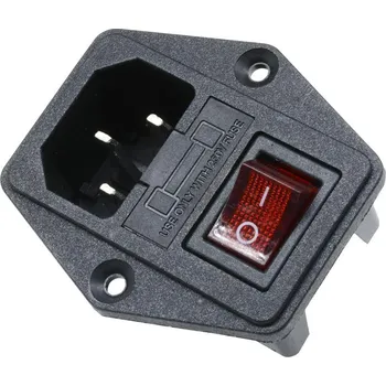 Napájecí kabel Konektor síťový 230V-M, do panelu IEC C14, vypínač + pojistka