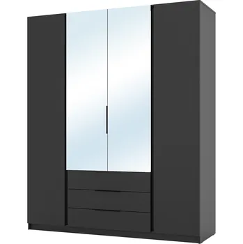 Šatní skříň Šatní skříň KAJA 2F 2LU 3S | 200 cm | se zrcadly | VYSOKÁ | černá