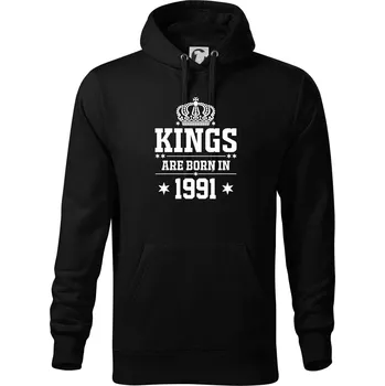 Pánská mikina Kings are born in 1991 - Mikina pánská Cape s kapucí - M ( Černá )