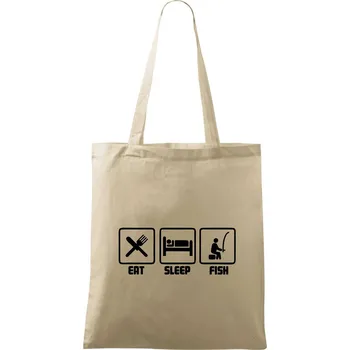 Nákupní taška Rybaření - Eat sleep Fish - Taška bavlněná - 42 x 38 cm ( Naturální )