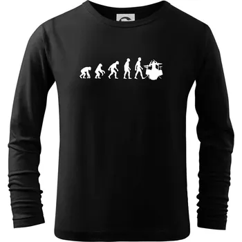Chlapecké tričko Evoluce bubeník - Triko dětské Long Sleeve - 122 cm/6 let ( Černá )