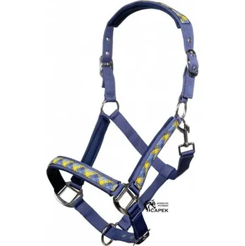 Ohlávka HKM -SOLE MIO- - Kouřová modrá - Cob