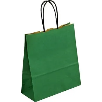 Nákupní taška Papírová taška tmavě zelená 19x8x21 kroucené ucho vroubkovaný vzhled Toptwist