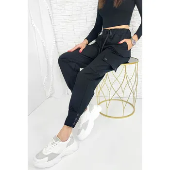 Dámské kalhoty Moda Italia Dámské černé kalhoty MA-2419B Velikost: XS-L