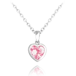 2166 MINET Stříbrný náhrdelník SRDÍČKO s růžovým zirkonem Délka: 40